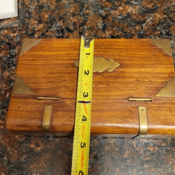 Vintage Book Shaped Box with Brass Indian Rosewood Keepsake Box mid century - Picture 8 of 8